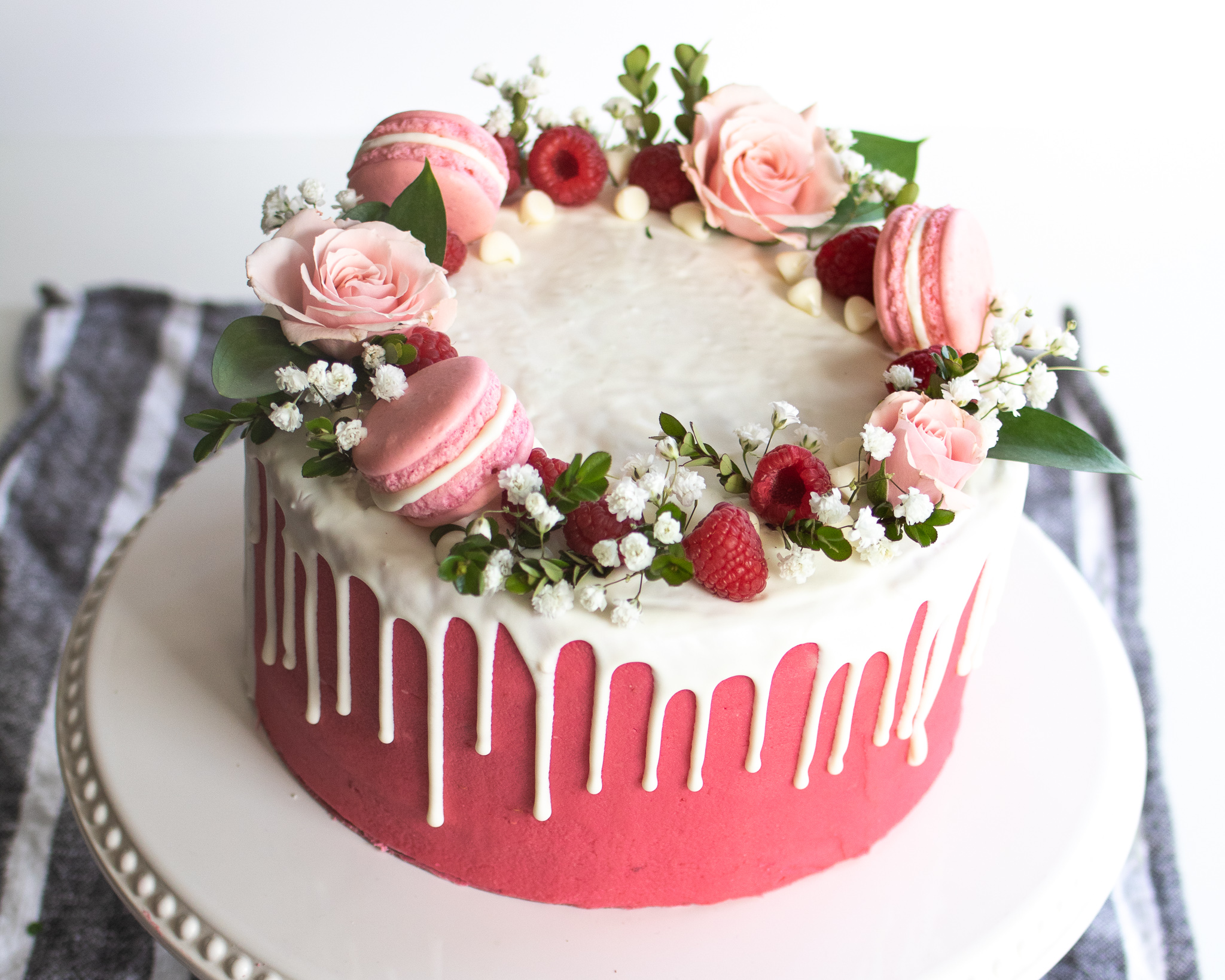 White chocolate & raspberry cake