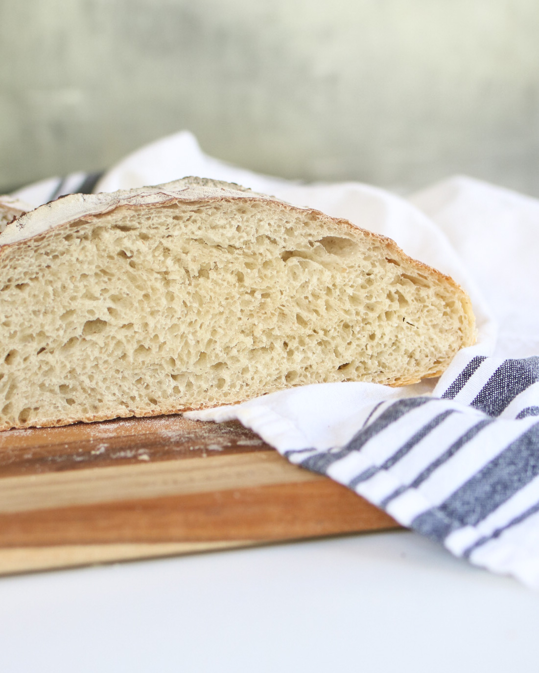 sliced loaf of simplified sourdough bread