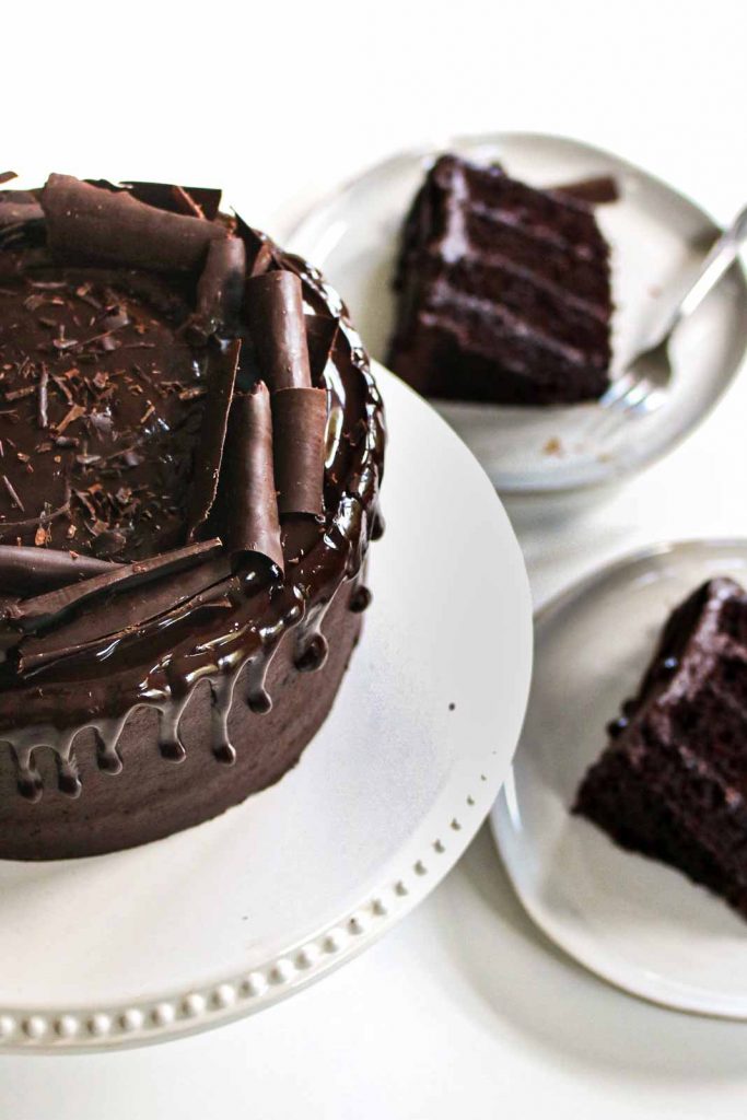 chocolate cake with slices