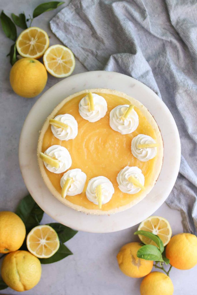 lemon cheesecake overhead