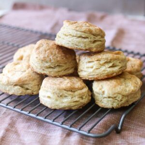 a pile of sourdough biscuits