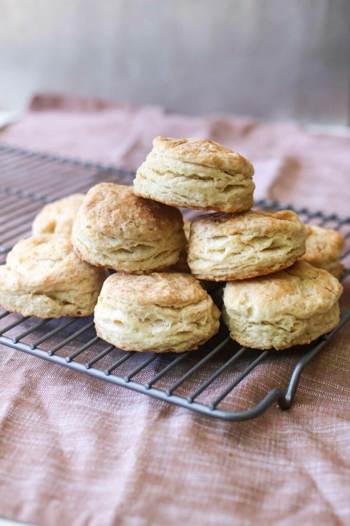 a pile of sourdough biscuits