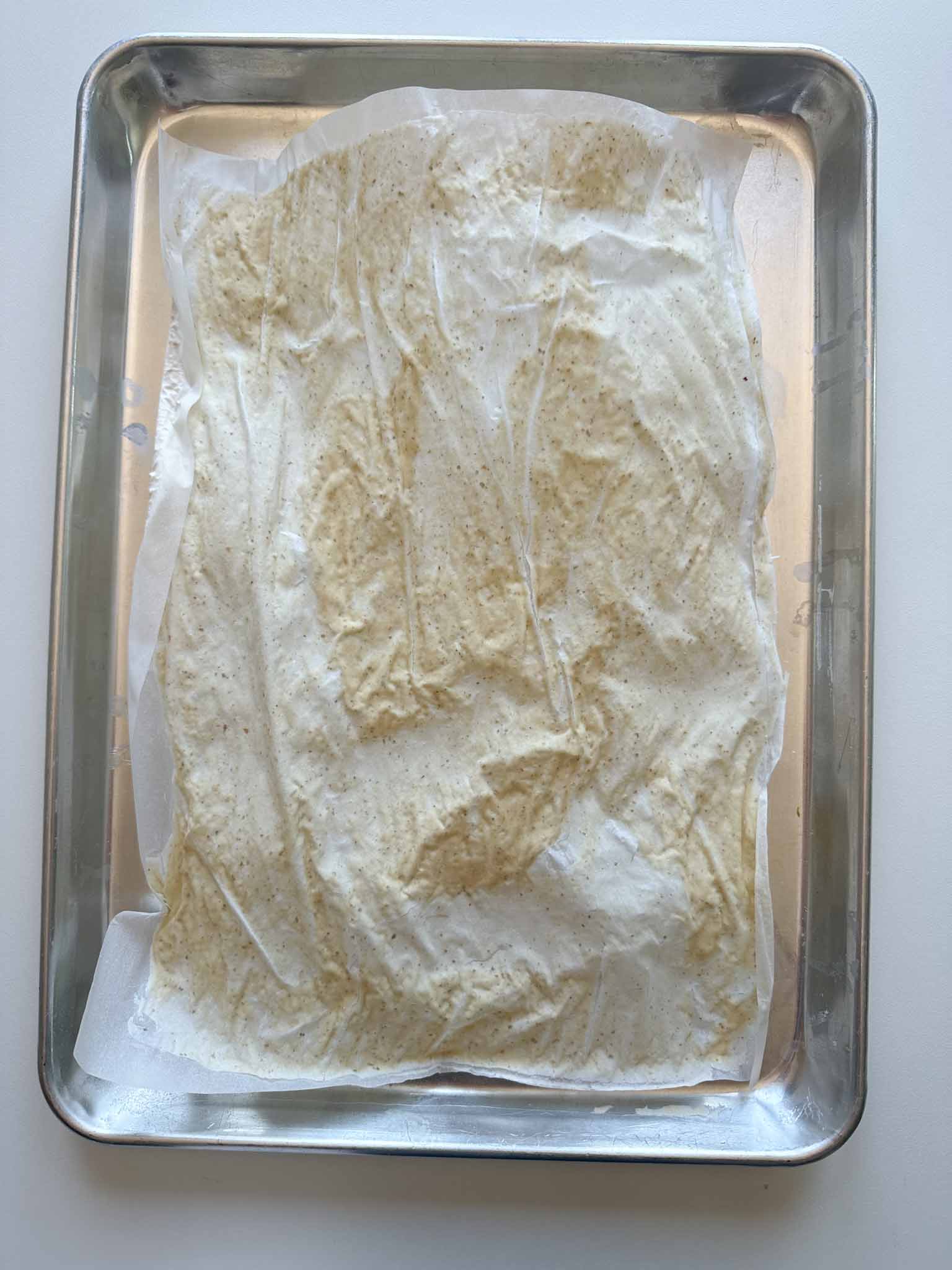 dried sourdoughs starter on pan