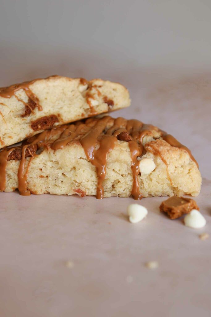 biscoff and white chocolate scones